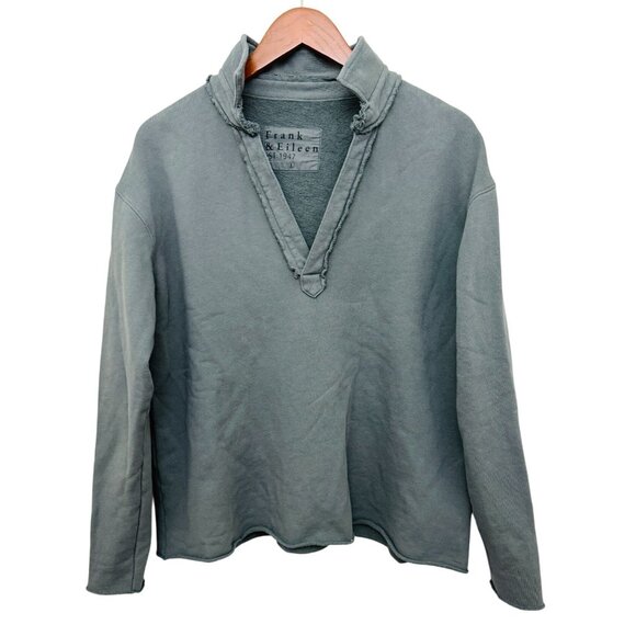 Frank & Eileen Tops - Frank & Eileen Lightweight Collared Pullover Sweatshirt L Sage 100% Cotton USA